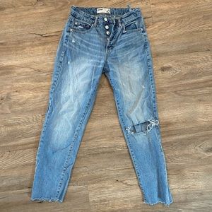 Garage Mom Ripped High Rise Jeans Button